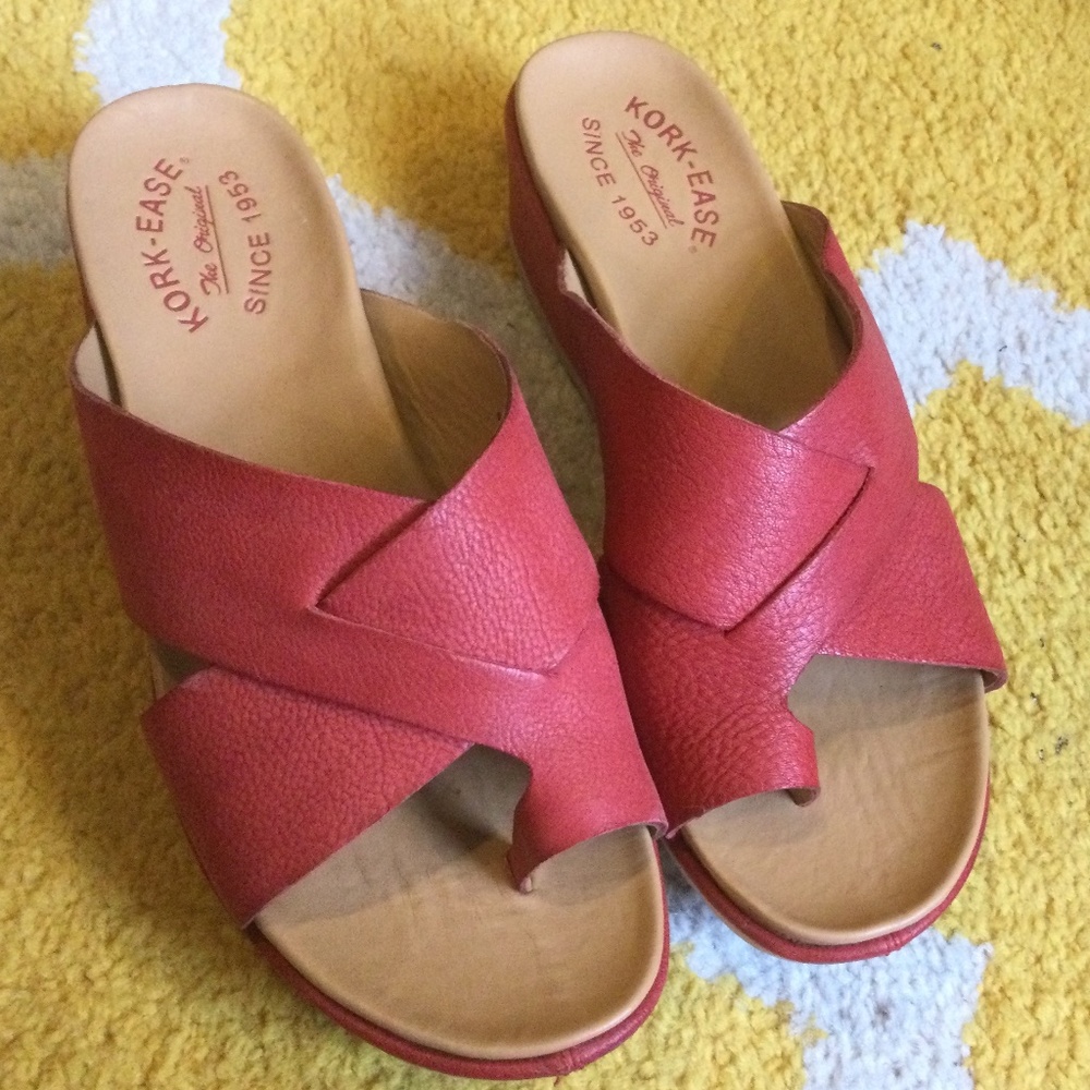 KorkEase Red Leather Slide Sandal Gem
